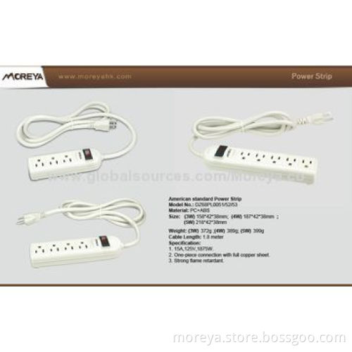 Power Strip of American Standard, with 4 Socket Outlets, Extension Cord, Overload Protection